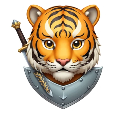 tiger face with shield and sword fantasy game character for Twitch emote sticker