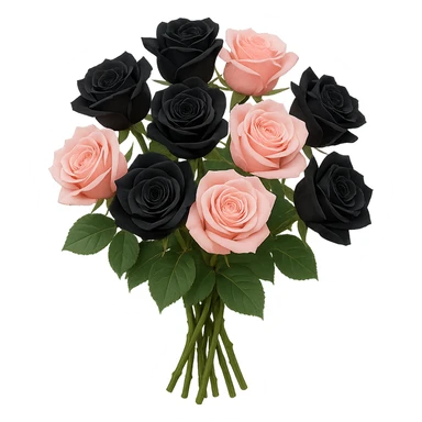 bouquet of black and pink roses , remove background sticker