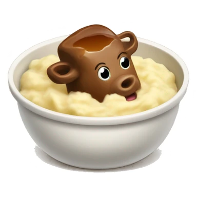 beef and gravy in a bowl of mashed potatoes sticker