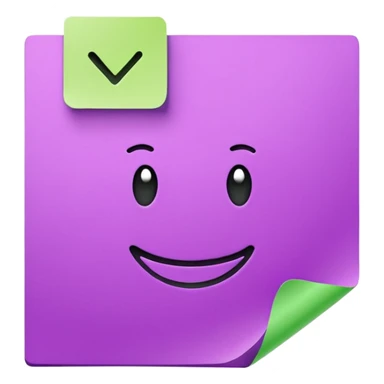 purple post-it note with green checkmark sticker