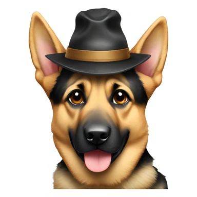 German Shepard with hat sticker