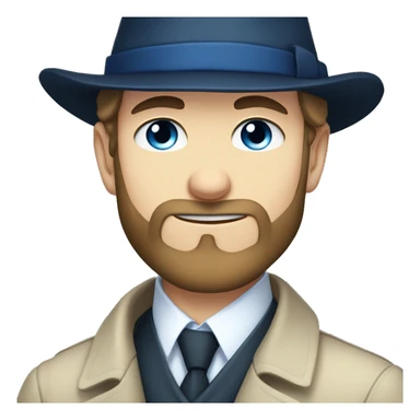 anime-style young white blue-eyed bearded man in a Sherlock's hat sticker