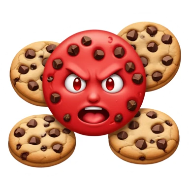 Angry emoji that’s eating a lot of cookies sticker