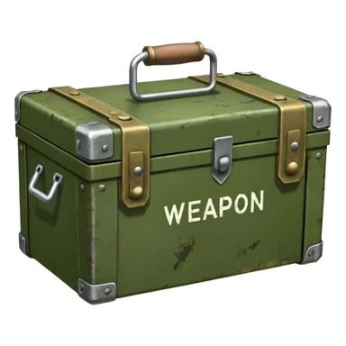 green military box with with an inscription weapon sticker