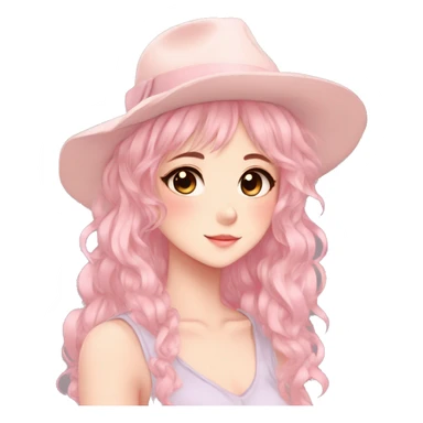 Gorgeous pastel anime girl with blushing face and hair garnitures and pretty hair and a hat aesthetic trending style sticker