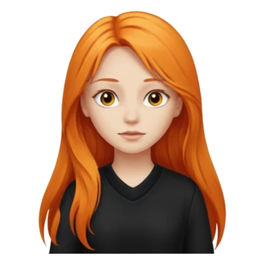 girl with very long orange hair and black clothes living sticker