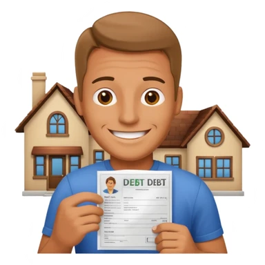 hombre con un domumento de una deuda de una casa sticker