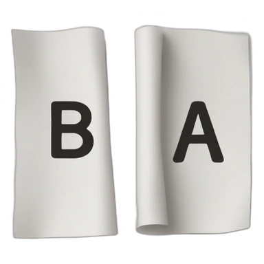 two pieces of paper, one next to each other, in one of them it says A, in the other, B. sticker