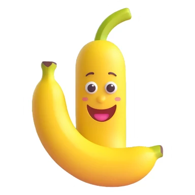 3D emoji style banana with a happy face sticker