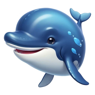 Cinematic Cute Humpback Whale Portrait Emoji, Head tilted playfully and inquisitively, featuring a softly rounded body with bright, sparkling eyes and an adorably expressive mouth, Simplified yet irresistibly adorable features, highly detailed, glowing with a warm, ocean-blue glow, high shine, affectionate and gentle, stylized with a touch of whimsical aquatic charm, soft glowing outline, capturing the essence of a friendly and endearing whale that seems as if it could sing its way into your heart! sticker