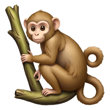 cinematic-Macaques-realistic-full-body-sitting-emoji,-slim-agile-frame-poised-on-a-branch,-long-tail-curled-slightly,-head-tilted-dramatically,-warm-brown-fur-soft-and-fluffy,-bright-playful-eyes-exuding-mischief,-simplified-yet-realistic-focused-features,-highly-detailed,-glowing-with-an-almost-sarcastic-glow sticker
