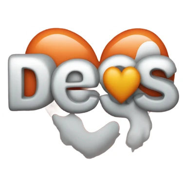 Word “des” with white heart  sticker