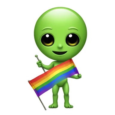 An alien holding gay flag sticker