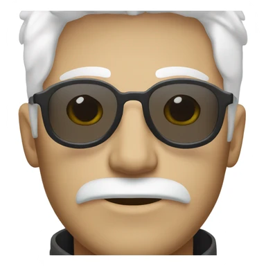 20 year old looking guy with white hair and round sunglasses, white beard, white skin, portrait sticker