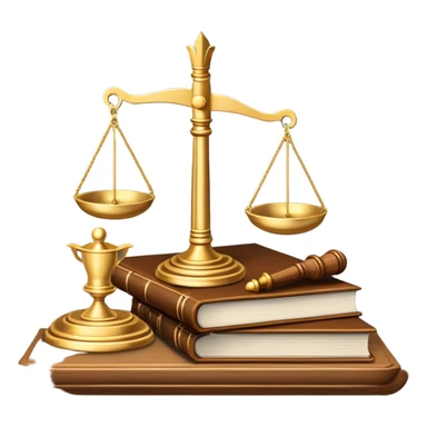 An icon featuring scales of justice, a gavel, and a legal book, symbolizing the study of law. The design includes courthouse pillars in the background, representing authority and legal systems. Transparent background highlights the principles of justice, order, and legal education. sticker