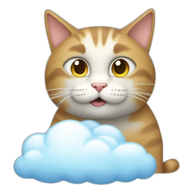 cat thinking something with cloud sticker