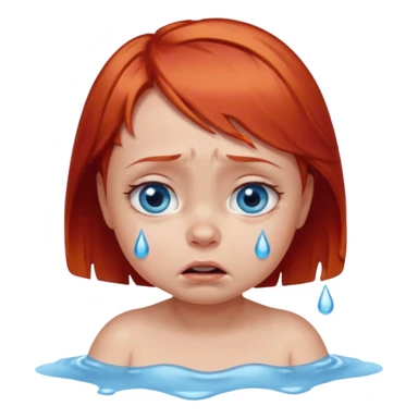 red hair baby girl big eyes short hair crying sticker