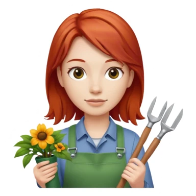 red hair gardener holding gardening tools sticker
