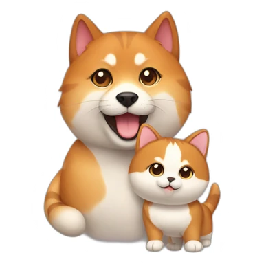 cat friends with shiba inu sticker