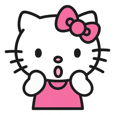Wow Hello Kitty emoticon, pink and white girly aesthetic, icon style sticker