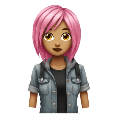 pink haired emo girl sticker