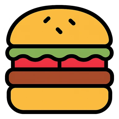 burger lineal color icon with black outlines sticker
