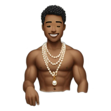 Posh-muscle-boy-pearl-necklace-in-golden-bathtub sticker