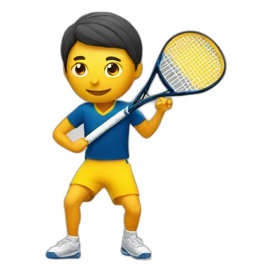 Squash player with 2 yellow points ball sticker