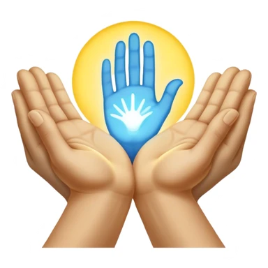 a normal hand being held by 2 hands, a glowing blue hand and a glowing yellow hand souls... hope and comfort from the past and futur sticker
