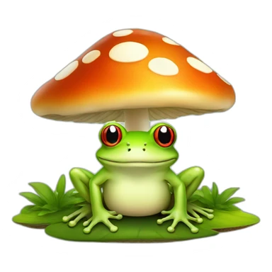 Frog sitting on mushroom sticker