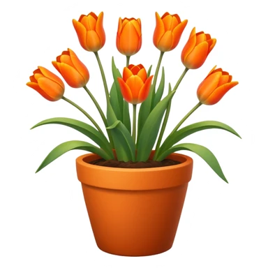 orange tulips flower pot sticker