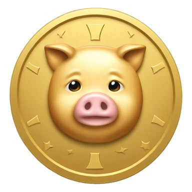 Gold coin with gold pig face symbol sticker