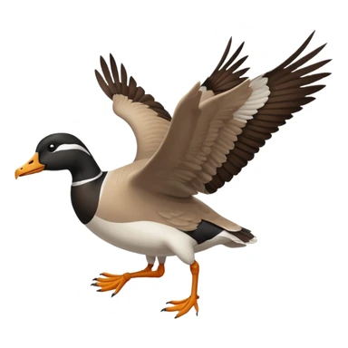 wild goose in flight, with black neck, black feet, black beak, brown wings sticker