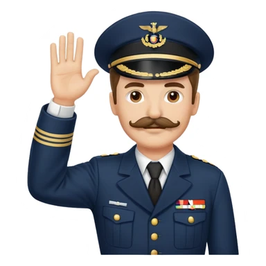 man with mustache with raised hand wearing German navy clothes  sticker