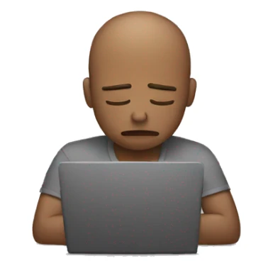 sad person with laptop sticker