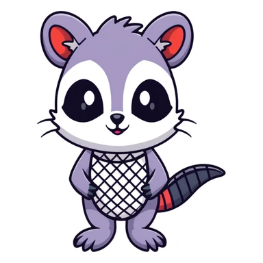 goth possum with fishnet gloves and black eyeliner sticker