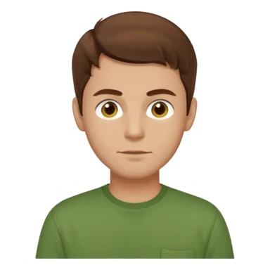 Dom Field brown hair, brown eyes, green shirt sticker