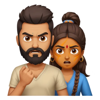 brother and sister fighting modern culture naughty  - indian skin and hairstyle - men beard  sticker