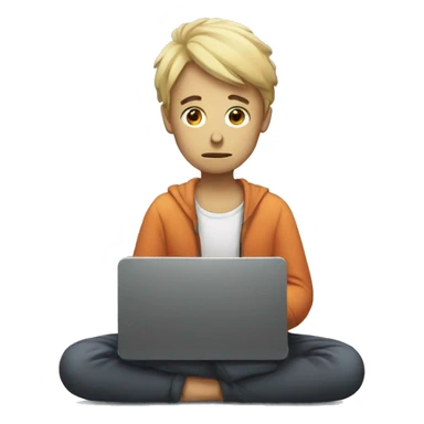sad person with laptop sticker