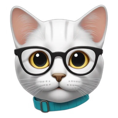 cat with nerd glasses and finger pointed up sticker