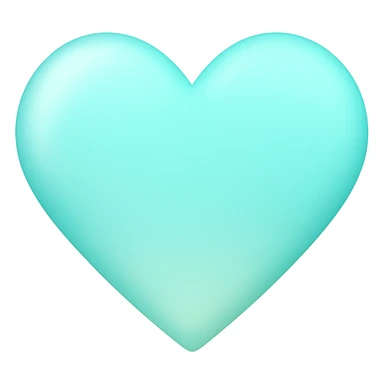 heart with a soft aqua gradient, digital illustration, no background sticker