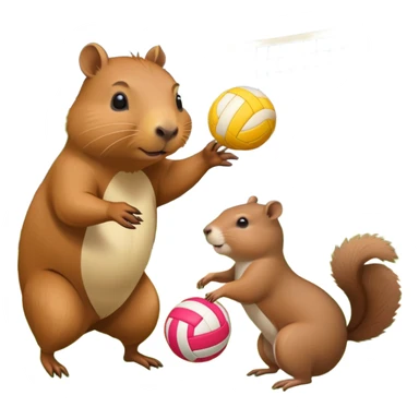 Capybara playing volleyball with squirrel   sticker