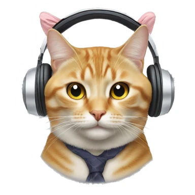 headphones on two cats very well dressed, smiling  sticker