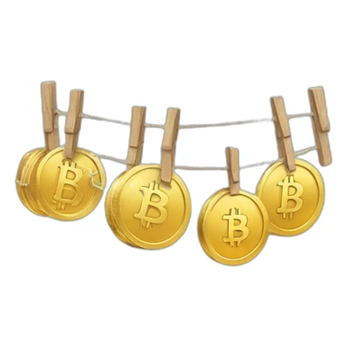 Washing line with bitcoins sticker