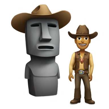 Moai with cowboy ha sticker