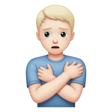 Person choking themselves crossed arms sticker