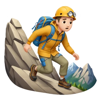 frightened man slipping and falling down a mountain, apple style emoji sticker