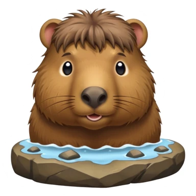 Capybara with rock hair sticker