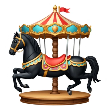 carousel, black horse sticker