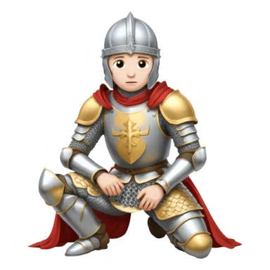 a kneeling knight looking down sticker
